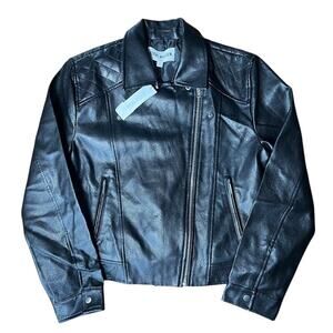 NWT Steve Madden Motorcycle Moto Jacket Womens L Black Faux Leather Biker Grunge